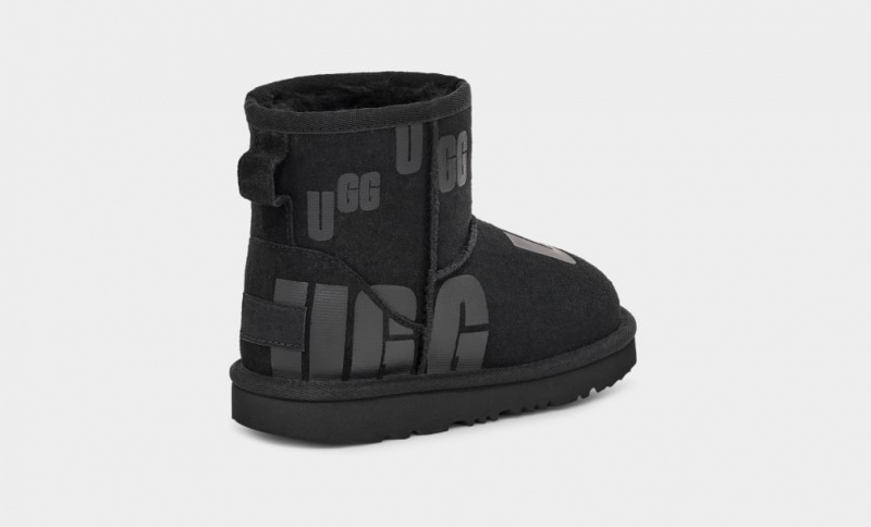 Ugg Classic Mini Scatter Graphic Kids' Boots Black | AMNUXIB-85