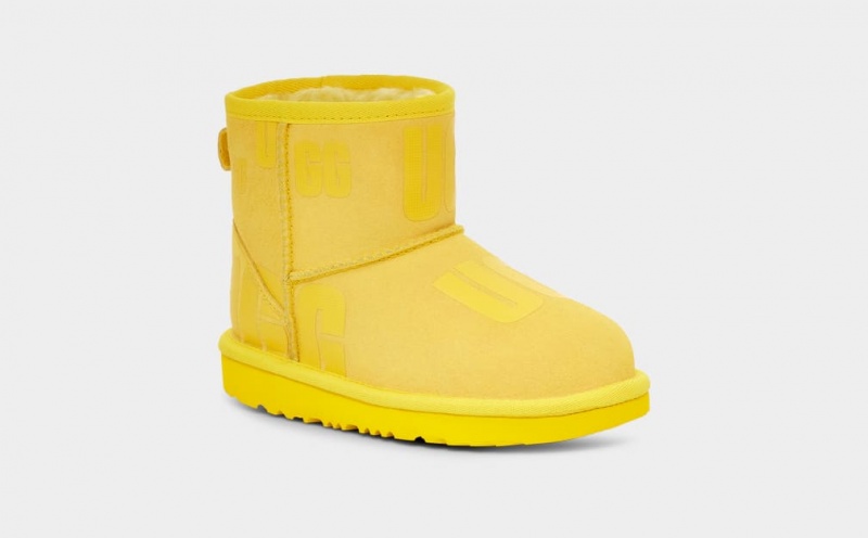 Ugg Classic Mini Scatter Graphic Kids' Boots Yellow | CRSUIAF-37