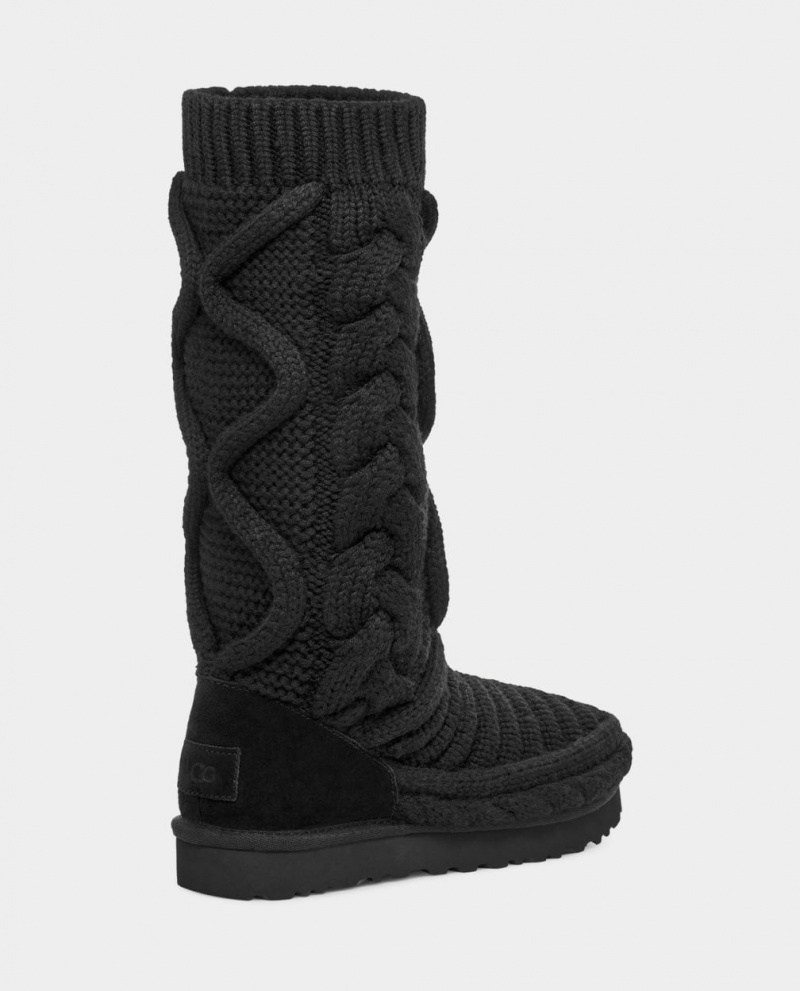 Ugg Classic Tall Chunky Knit Women's Boots Black | OZRKGCQ-39