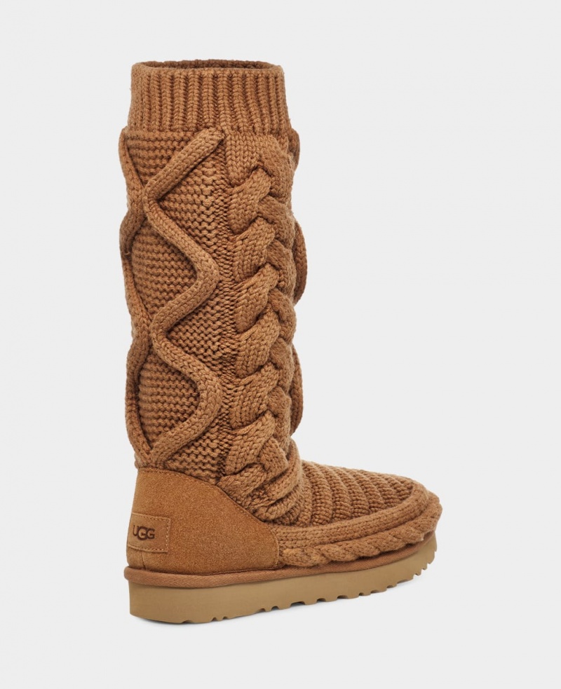 Ugg Classic Tall Chunky Knit Women's Boots Brown | GLAJRQX-15