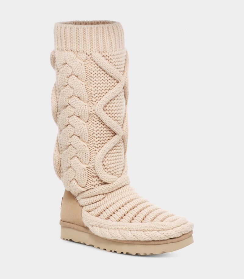 Ugg Classic Tall Chunky Knit Women's Boots Beige | NZEXSLP-17