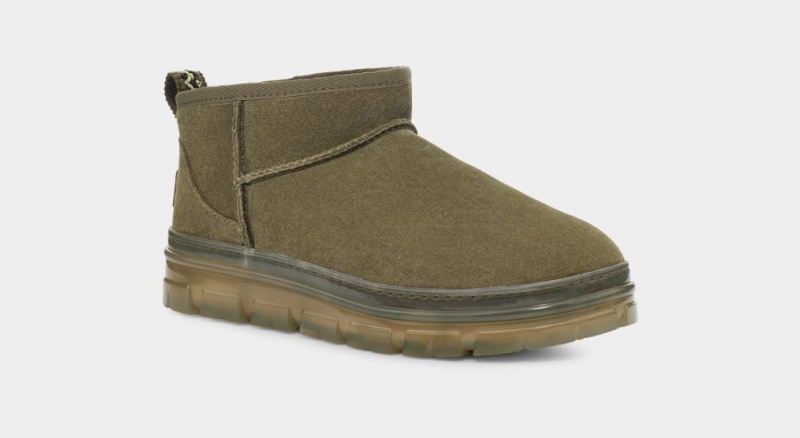 Ugg Classic Ultra Mini Clear Women's Boots Olive | AXKTBNW-86