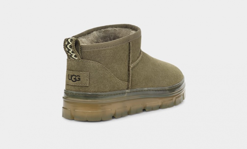 Ugg Classic Ultra Mini Clear Women's Boots Olive | AXKTBNW-86