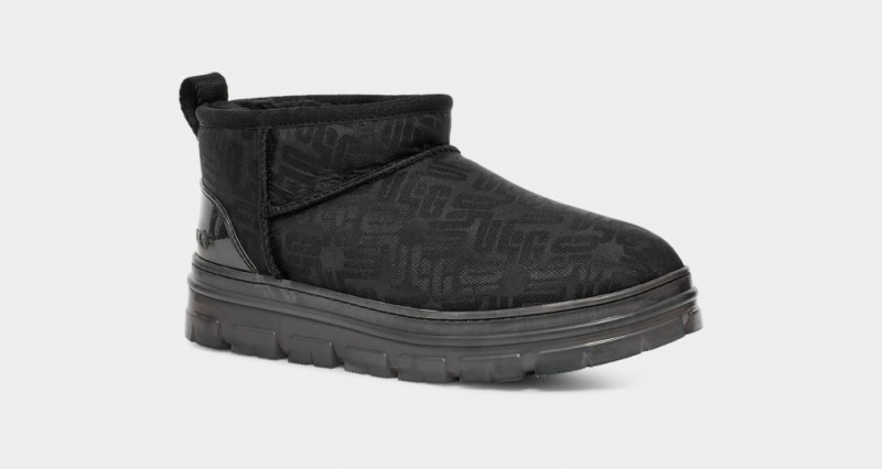 Ugg Classic Ultra Mini Monogram Women's Boots Black | QZKJECT-40