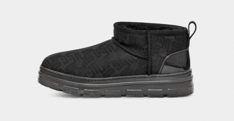 Ugg Classic Ultra Mini Monogram Women's Boots Black | QZKJECT-40