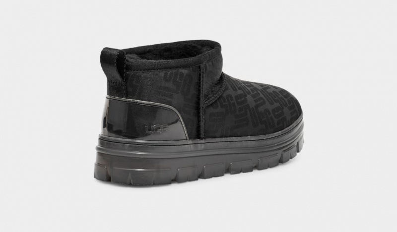 Ugg Classic Ultra Mini Monogram Women's Boots Black | QZKJECT-40