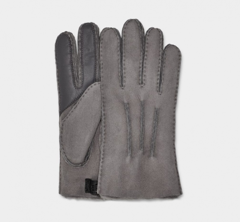 Ugg Contrast Sheepskin Tech Men\'s Gloves Grey | NRGHODS-84