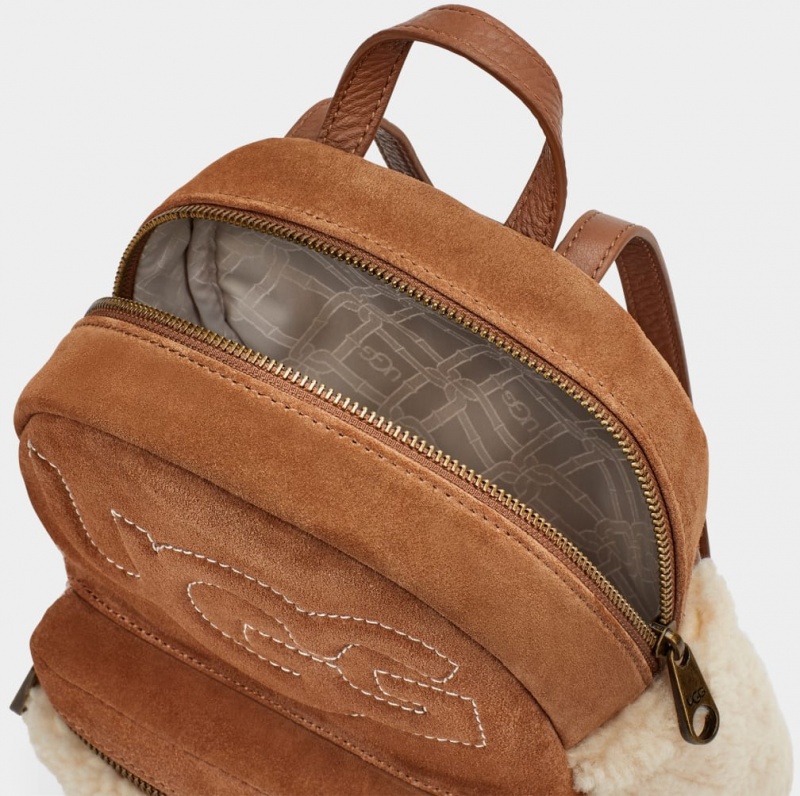 Ugg Dannie II Mini Sheepskin Women's Backpacks Brown | BMLODHF-50