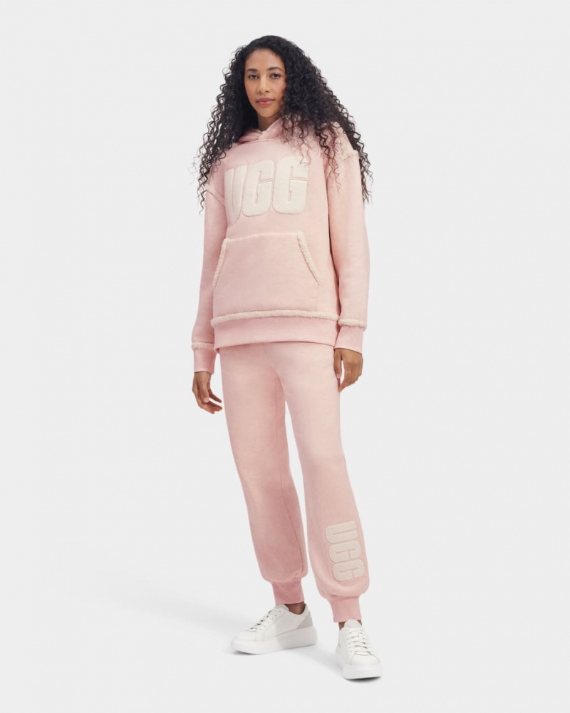 Ugg Daylin Bonded Fleece Logo Women\'s Sweatpants Pink / White | QBUTPRJ-50