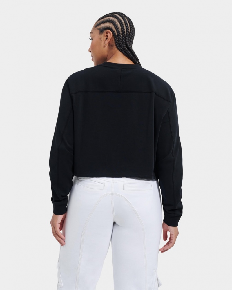 Ugg Delylah Long Sleeve Crop Women's Tops Black | VZFUMBA-01