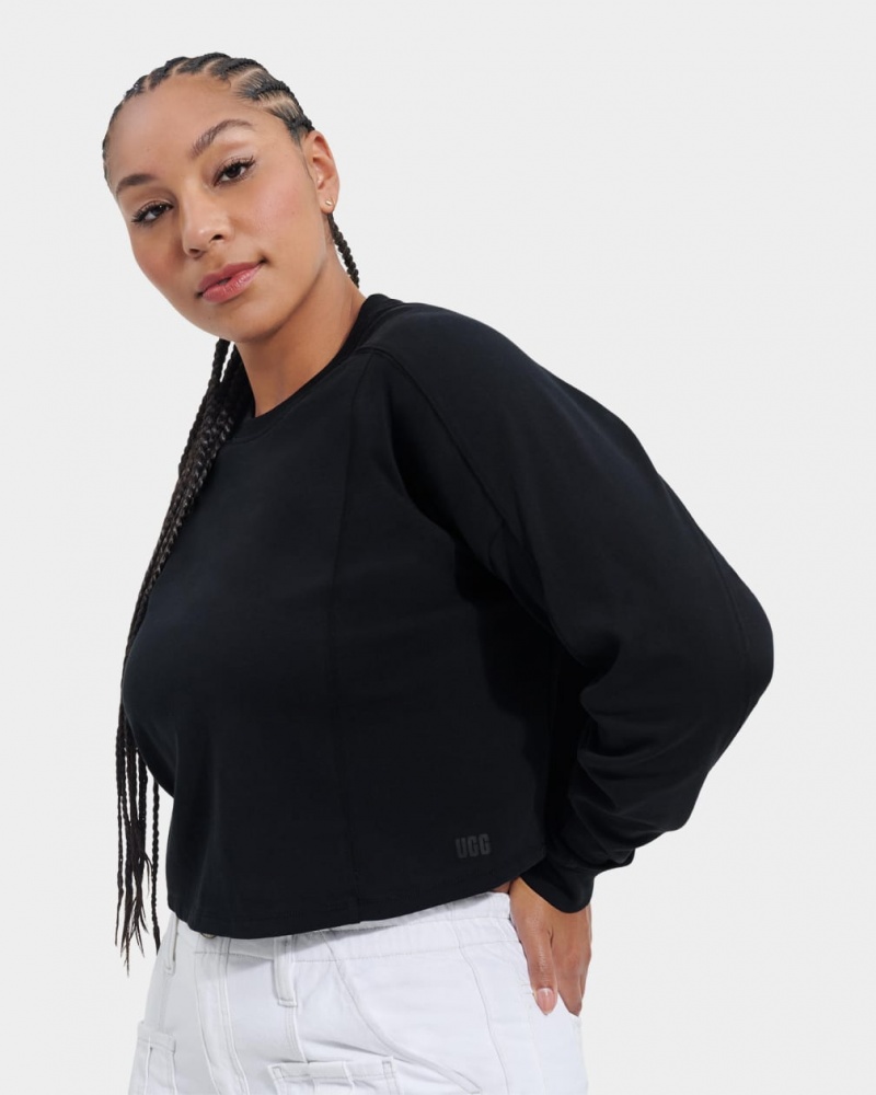 Ugg Delylah Long Sleeve Crop Women's Tops Black | VZFUMBA-01