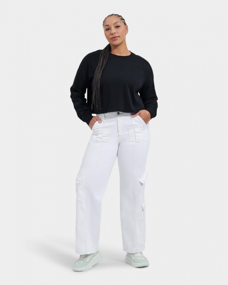 Ugg Delylah Long Sleeve Crop Women's Tops Black | VZFUMBA-01