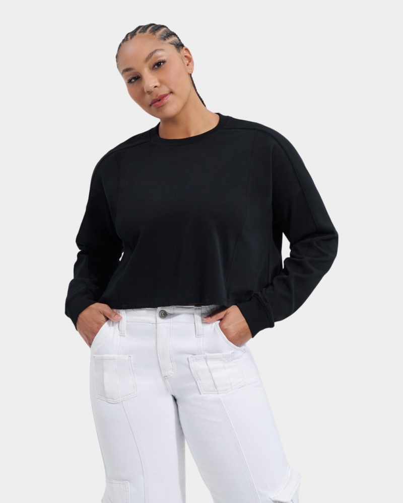 Ugg Delylah Long Sleeve Crop Women\'s Tops Black | VZFUMBA-01