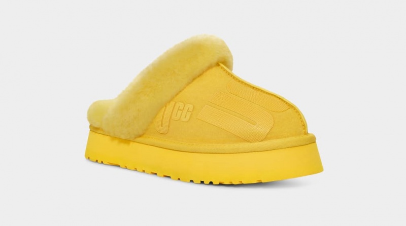 Ugg Disquette Scatter Graphic Women's Slippers Yellow | QUHWTVM-14