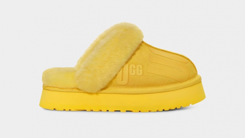 Ugg Disquette Scatter Graphic Women\'s Slippers Yellow | QUHWTVM-14