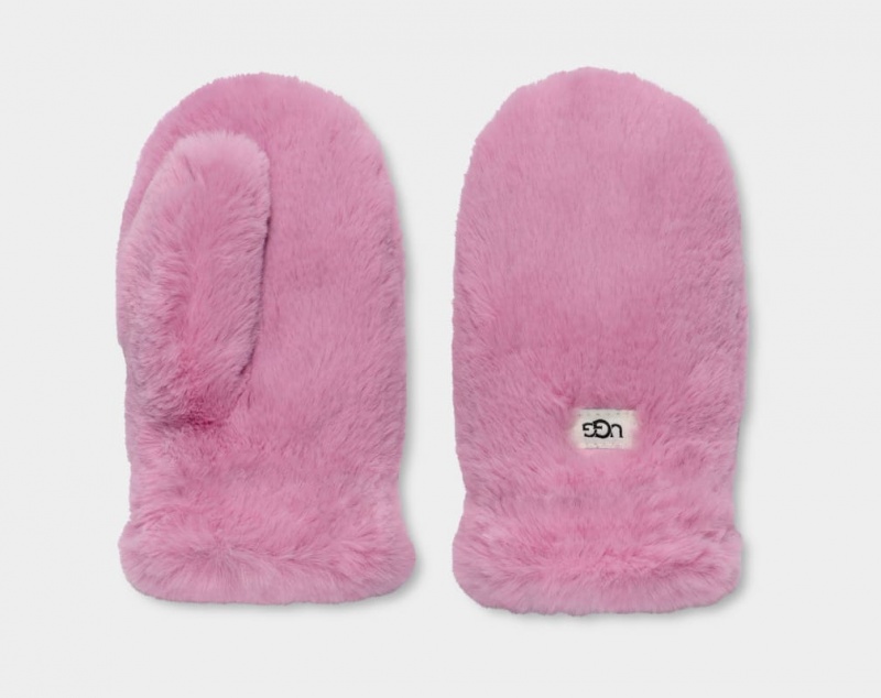 Ugg Faux Fur Mitten Kids' Gloves Rose | QWMXIUC-15