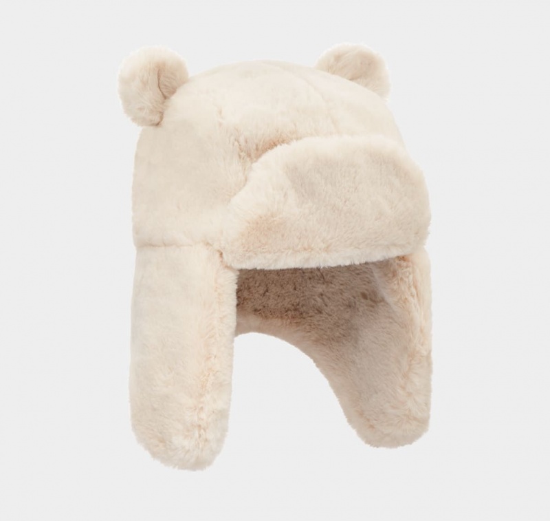 Ugg Faux Fur Trapper With Ears Kids' Hats White | VWBYKLR-01