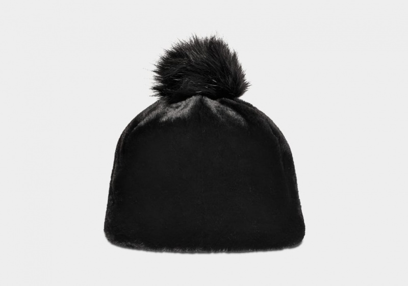 Ugg Faux Fur W Pom Women\'s Beanie Black | TCDFKLE-34