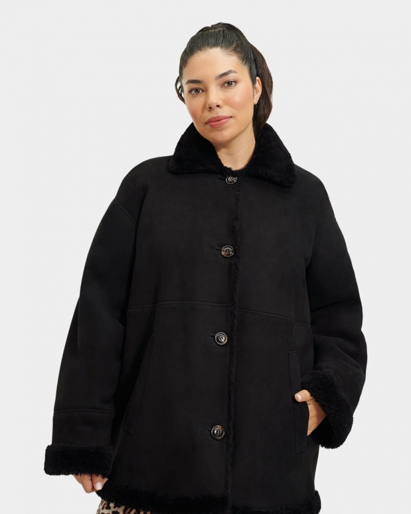 Ugg Faydon Reversible Shearling Women's Jackets Black | DJHZRYB-39