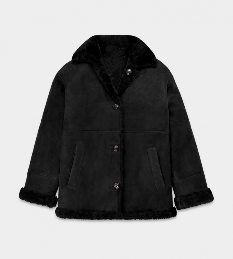 Ugg Faydon Reversible Shearling Women's Jackets Black | DJHZRYB-39