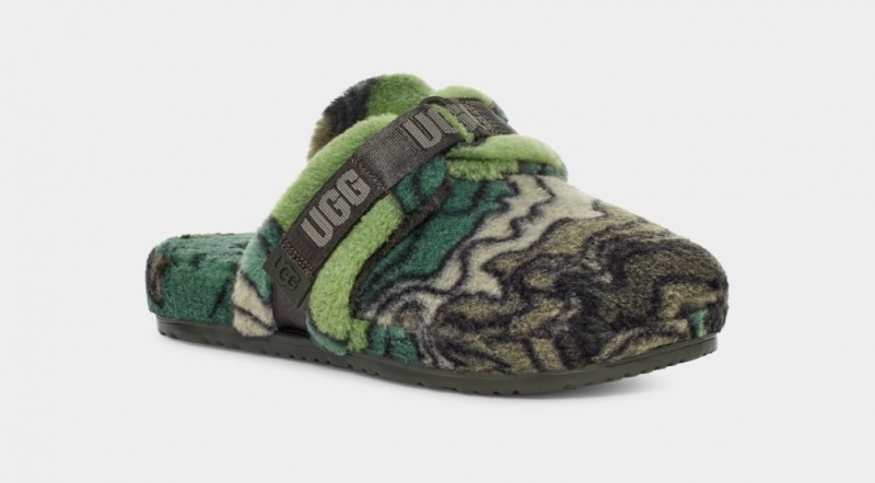 Ugg Fluff It Calio Men's Slippers Green | LIMFXUY-80