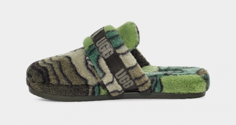 Ugg Fluff It Calio Men's Slippers Green | LIMFXUY-80