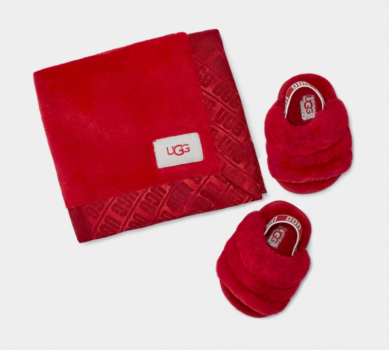 Ugg Fluff Yeah And Lovey Kids' Slippers Red | ORYLTMW-74