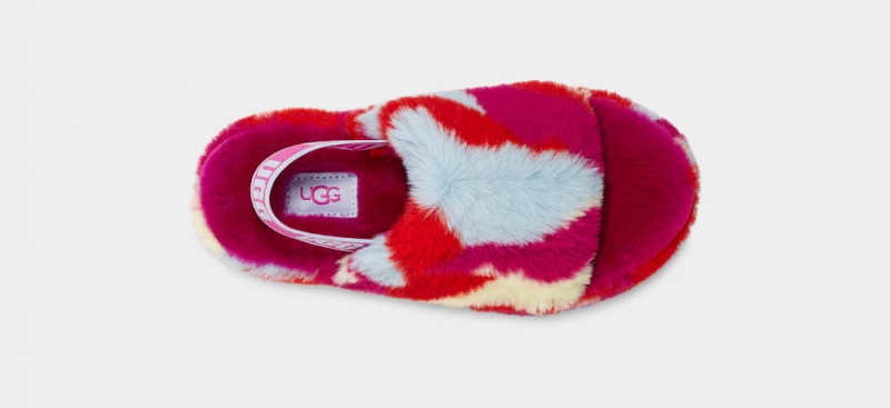 Ugg Fluff Yeah Camopop Kids' Slippers Red | KJOGHZR-18