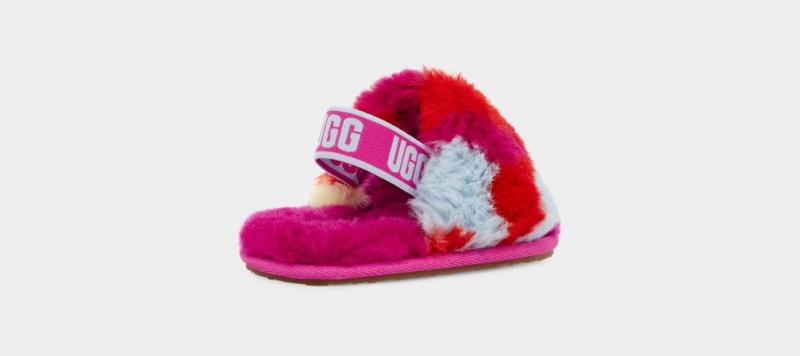 Ugg Fluff Yeah Camopop Kids' Slippers Red | UQHNFSD-42