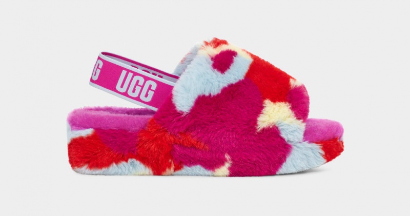 Ugg Fluff Yeah Camopop Women\'s Slippers Red | EJNGRAX-58