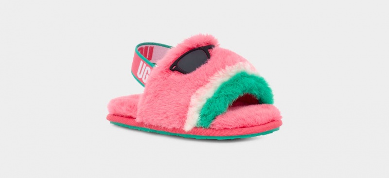 Ugg Fluff Yeah Watermelon Stuffie Kids' Slippers Pink | SAJEFNQ-50