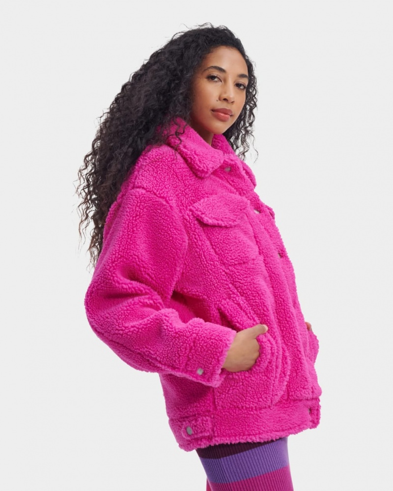 Ugg Frankie Sherpa Trucker Women's Jackets Pink | NRFBJQS-61