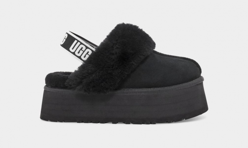 Ugg Funkette Women\'s Slippers Black | GMNQOXK-10