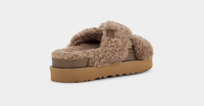 Ugg Fuzz Sugar Cross Women's Slides Chocolate | MPELJBF-59