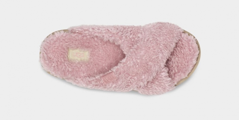 Ugg Fuzz Sugar Cross Women's Slippers Pink | LJMZFCV-61