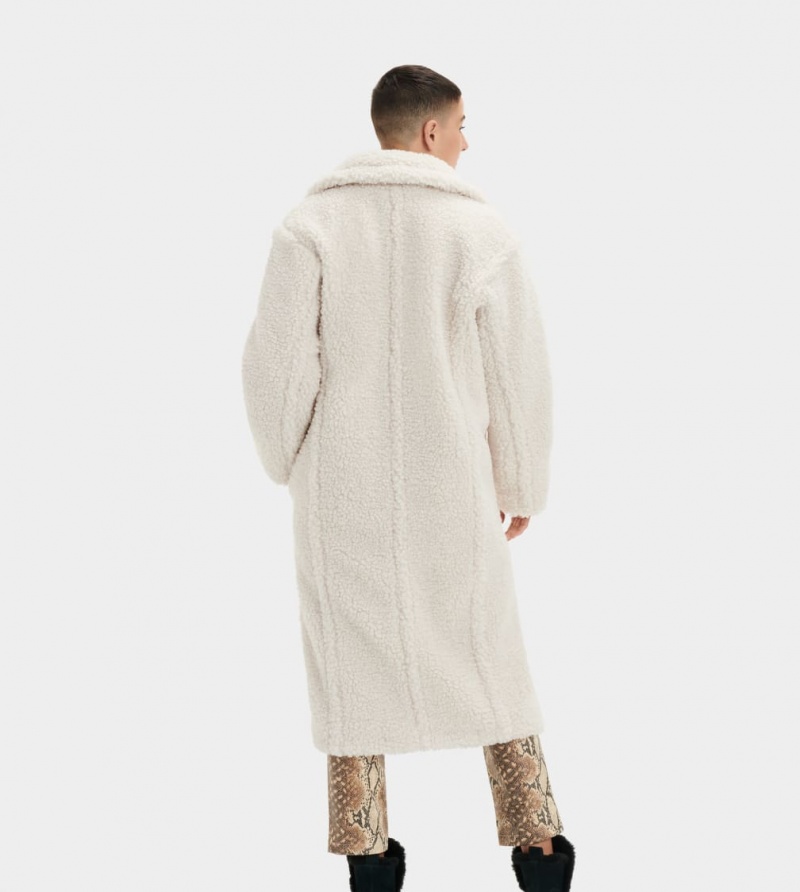 Ugg Gertrude Long Teddy Women's Coats White | LVFIMHU-52