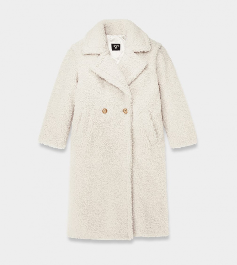 Ugg Gertrude Long Teddy Women's Coats White | LVFIMHU-52