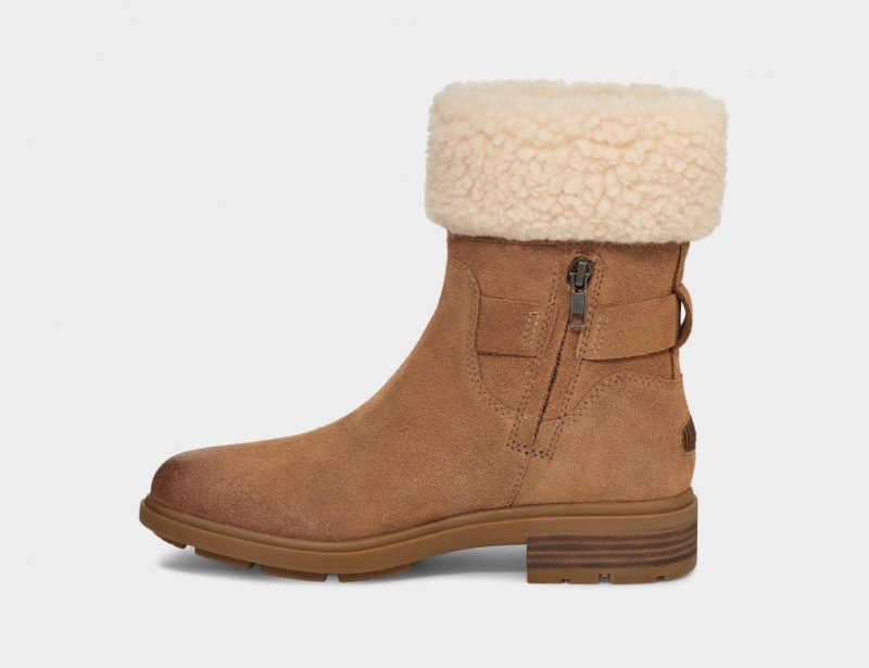 Ugg Harrison Cuff Women's Boots Brown | QBURKIG-64