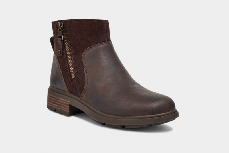 Ugg Harrison Zip Suede Women's Boots Brown | VKHLZPE-63