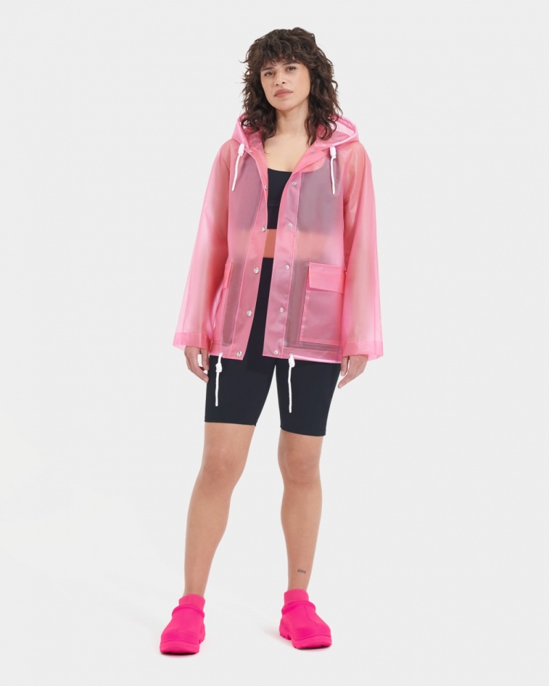 Ugg Hutton Rain Women's Jackets Pink | DOQVWHR-70