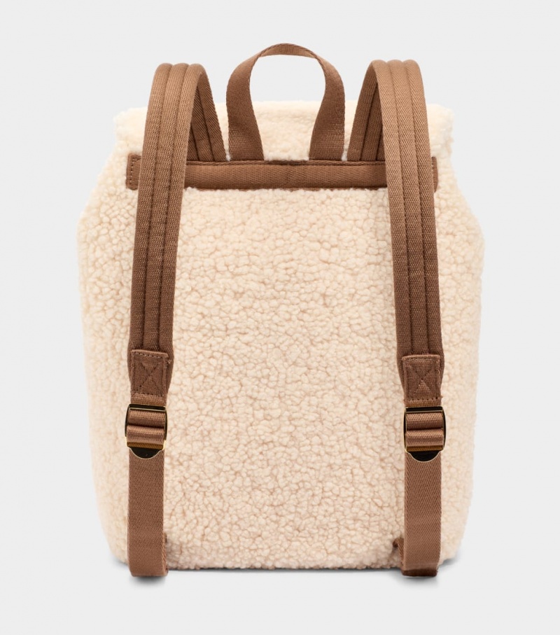 Ugg Inara Fluff Women's Backpacks Beige | CGUZWBI-93