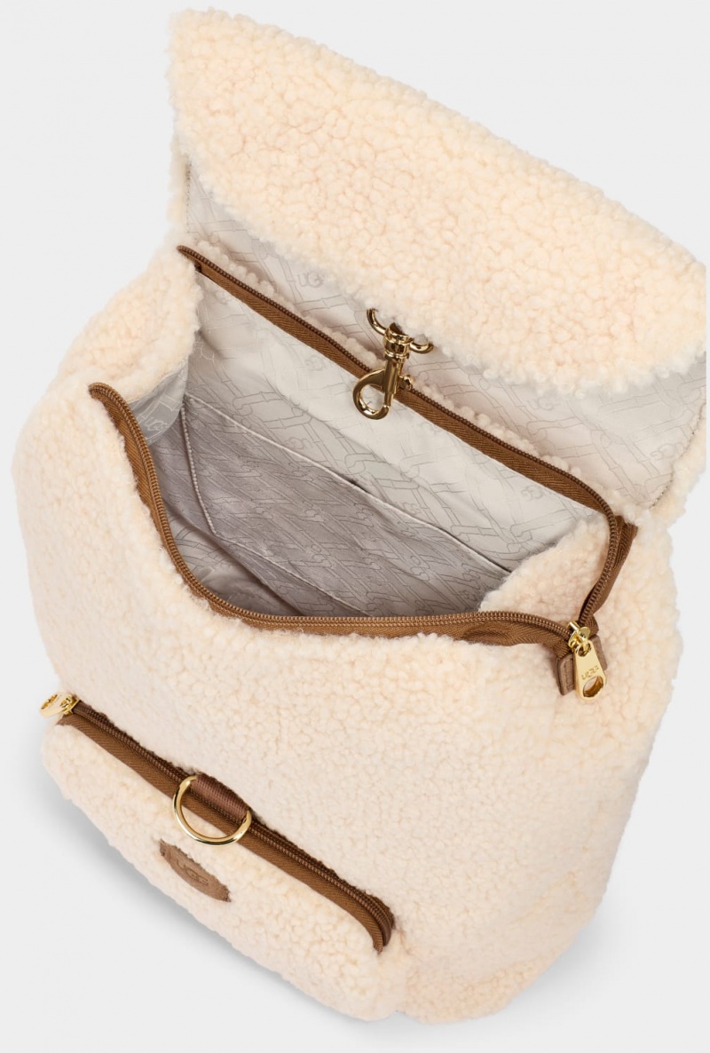 Ugg Inara Fluff Women's Backpacks Beige | CGUZWBI-93