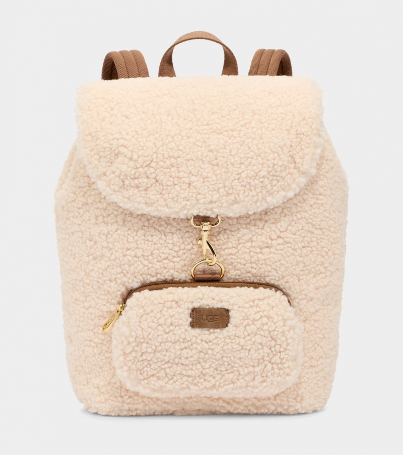 Ugg Inara Fluff Women\'s Backpacks Beige | CGUZWBI-93