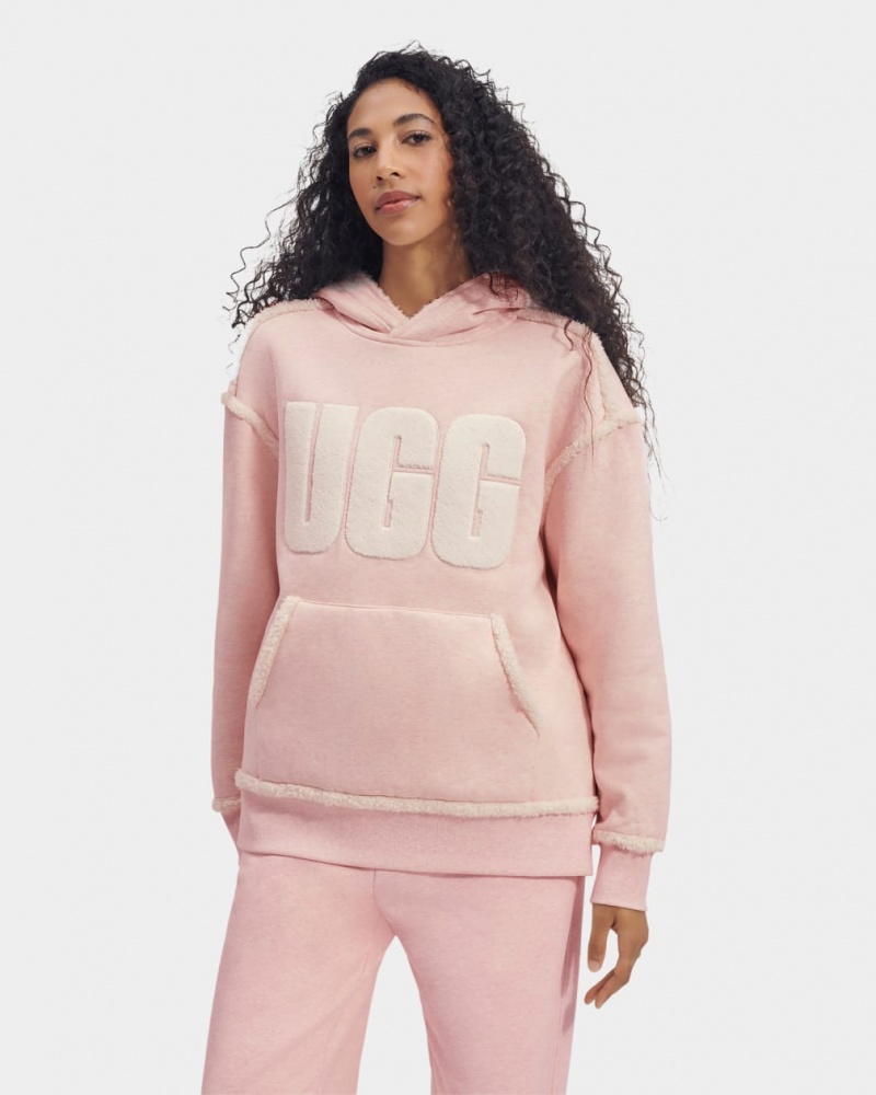 Ugg Joanne B Fleece Logo Women\'s Hoodie Pink / White | ARYVJIK-62