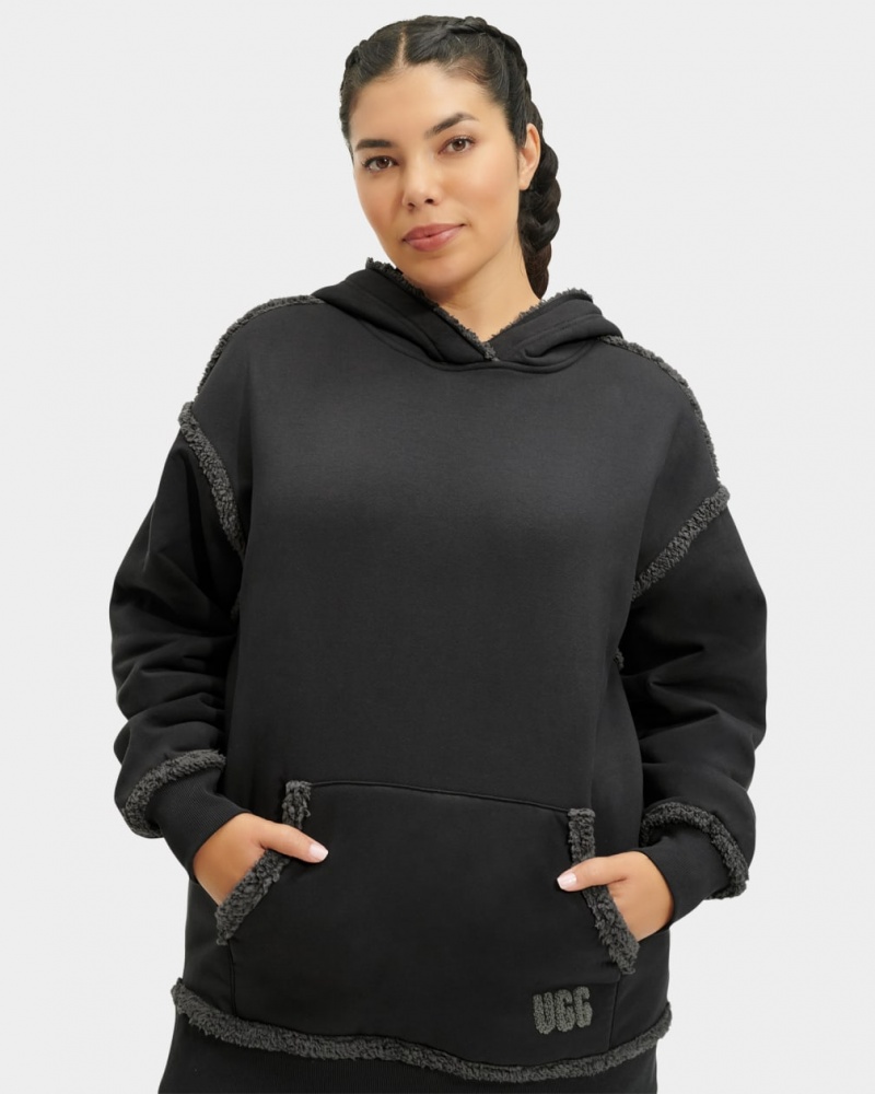 Ugg Joanne Bonded Fleece Women's Hoodie Black | IORWQZA-79