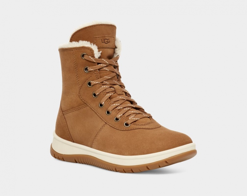 Ugg Lakesider Mid Lace Up Women's Boots Brown | NACVOLF-36