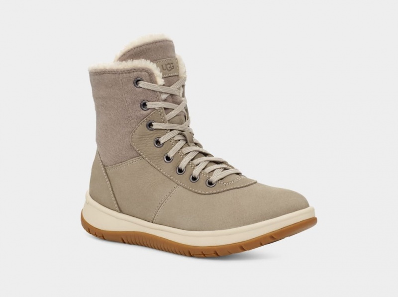 Ugg Lakesider Mid Lace Up Women's Boots Grey | CKIHGXQ-75