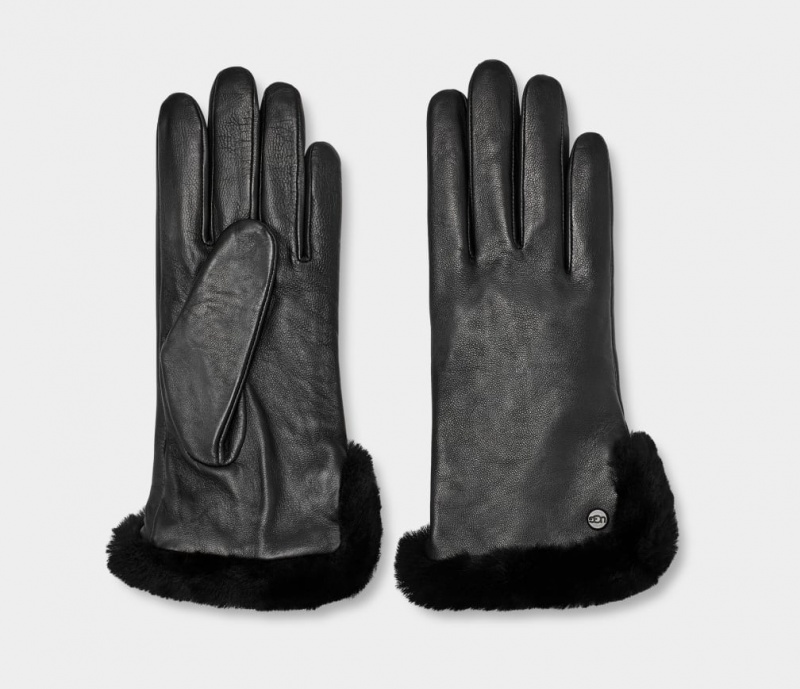 Ugg Leather Sheepskin Vent Women's Gloves Black | GAHZFLO-30