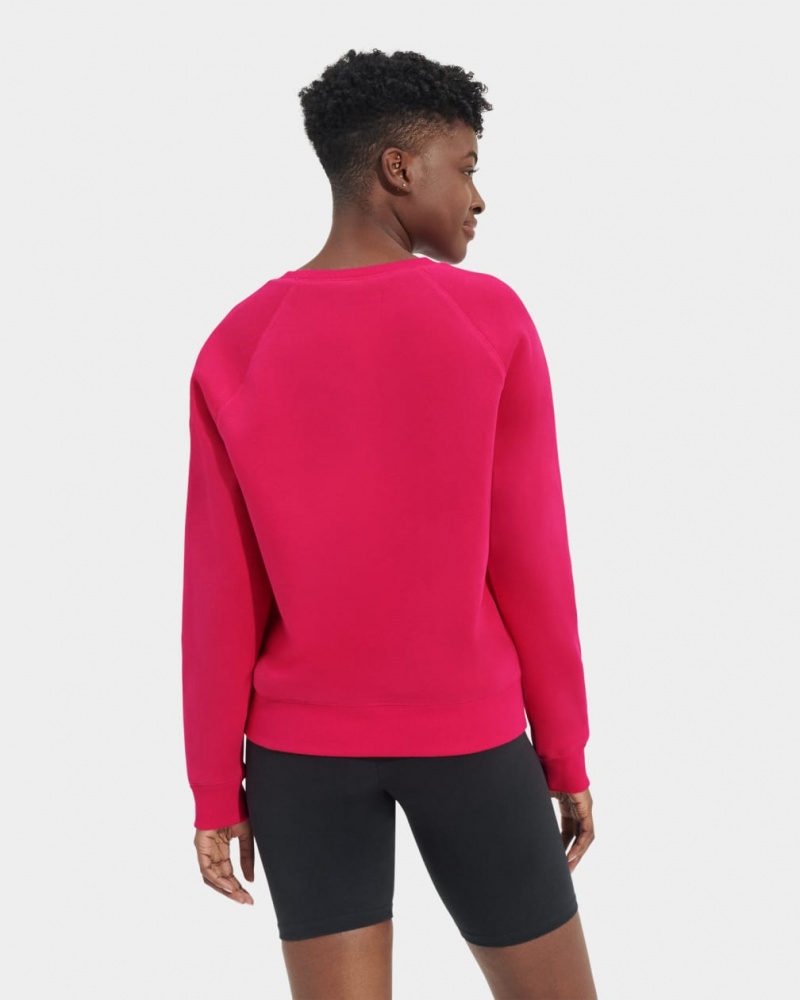 Ugg Madeline Fuzzy Logo Crewneck Women's Sweatshirt Pink / Dark Red | GLYDMHT-82