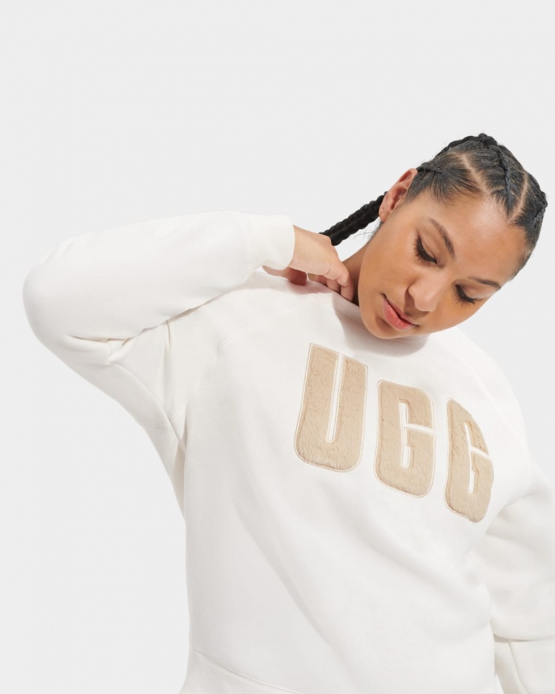 Ugg Madeline Fuzzy Logo Crewneck Women's Sweatshirt Brown | FSAJVKZ-56